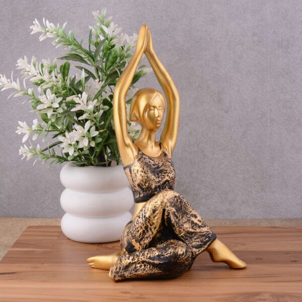 Suitable for home decor Yoga Posture Lady Statue Idol for Home Yoga Statue three pair admirable piece of gift (golden)