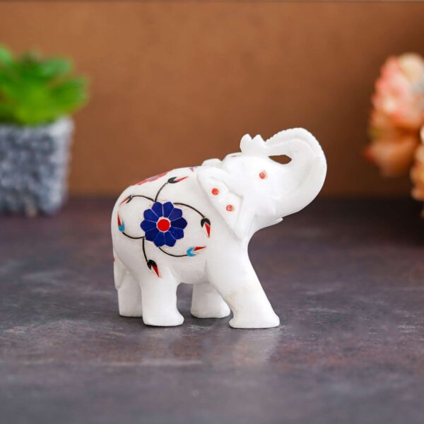 White Marble Elephant Showpieces Home Decor for Living Room, Table, Shelf for Vastu, Feng Shui, Office Decor, Gifting -1 - Image 3