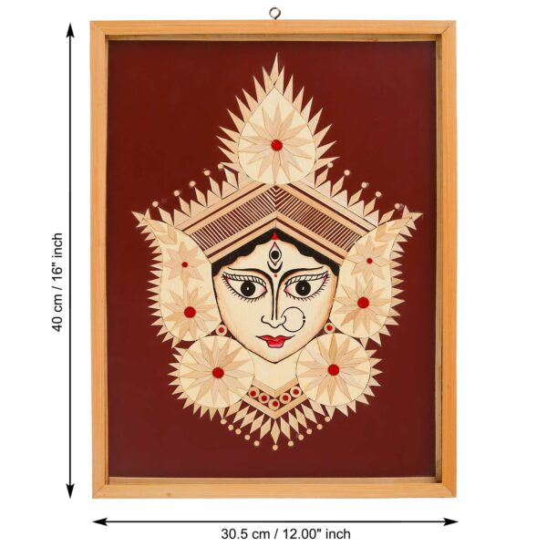 Bamboo Hand Crafted Framed Wall Hangings Of Durga Ji For Home Decor | Bamboo Framed Art For Wall Decor - Image 3